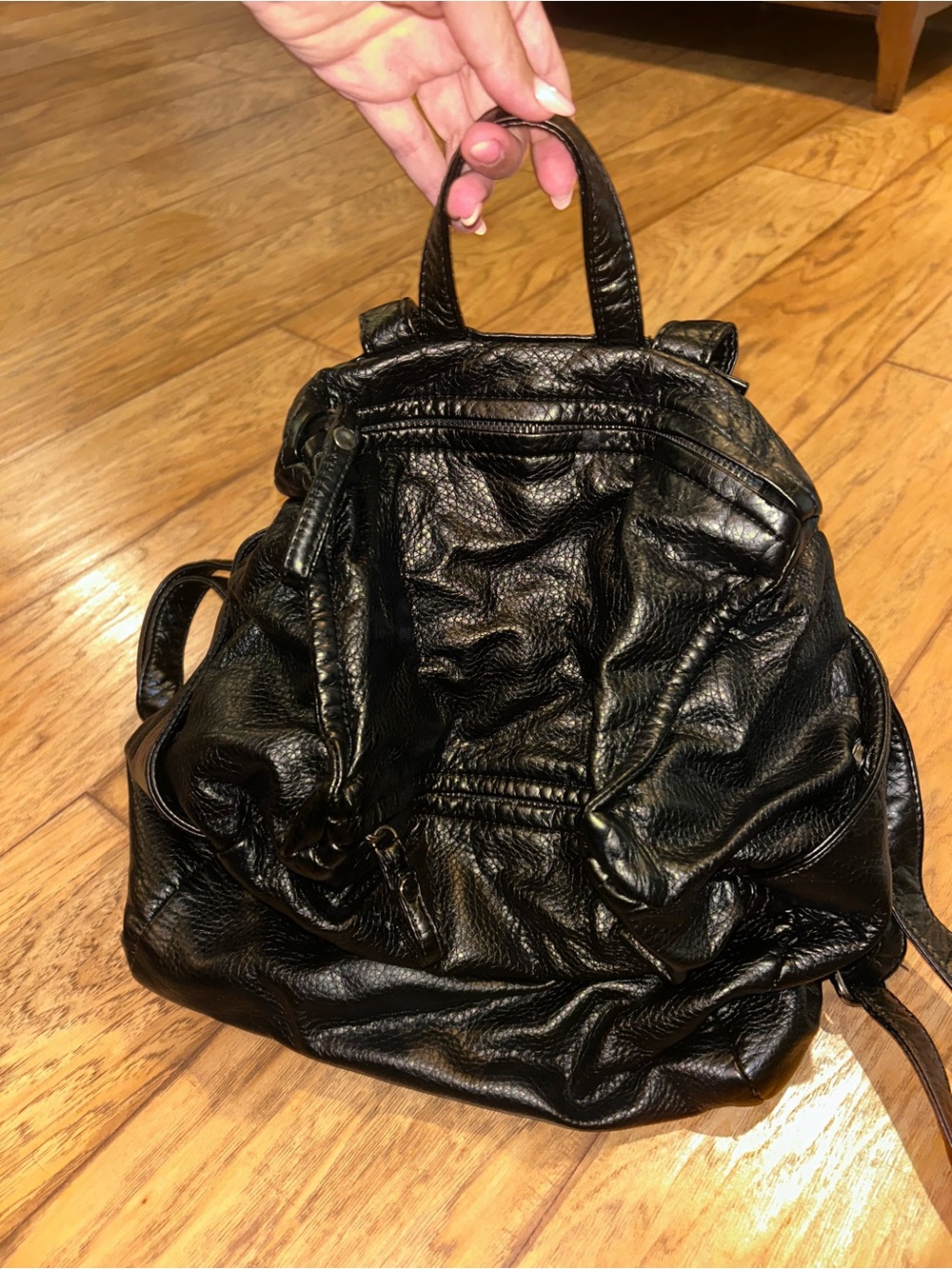 Black Leather Backpack Handbag - Versatile Women’s Bag